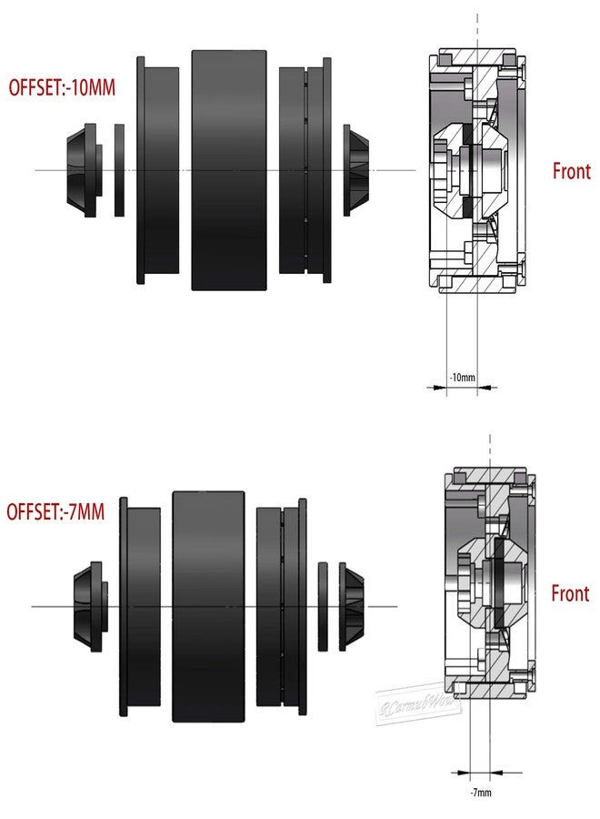 عجلات وإطارات RCarmubWow RC مقاس 1.9 بوصة من الألومنيوم ذات الحافة العميقة مع إمكانية تعديل الإزاحة لسيارات الزحف التي تعمل بالتحكم عن بعد بمقياس 1/10، لون أسود مع أحمر - Image 3